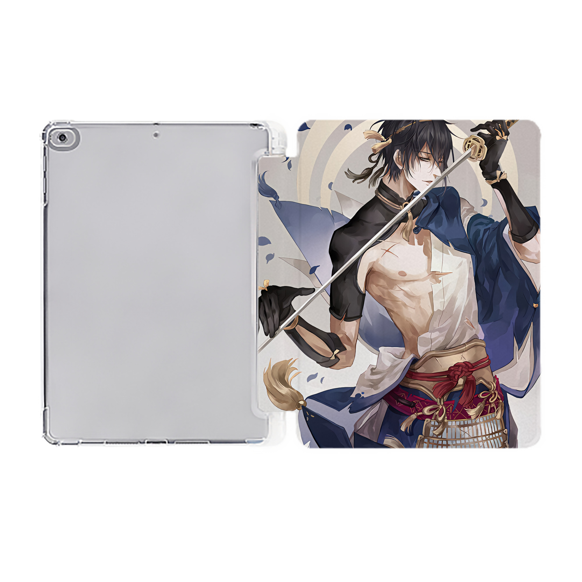 （画像用） 刀剣乱舞 Touken Ranbu IPad ケース ペン収納付き 三つ折りスタンド PUレザー×シリコン 対応機種9.5/10.5/10.9インチ